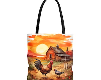 Bolsa de tela Pollo con granero rojo