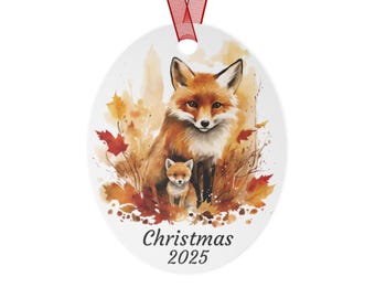 Adorno navideño de zorro, regalo de zorro rojo para mamá, adorno navideño de zorro natural, adorno ligero, regalo único de zorro, adorno de cachorro de zorro 2025