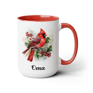 Personalized Cardinal Gift Cardinal Mug Ceramic 15oz Cardinal Coffee Mug For Grandmom Bird Lover Mug Red Cardinal Nature Decor Gift For Her