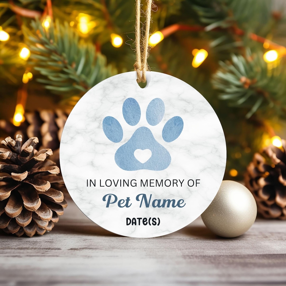 Pet Memorial Ornament Loss of Dog Custom Ornament Paw Customized Name ...