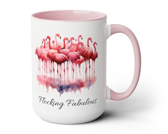 Taza de cerámica de flamenco rosa, regalo de flamenco de 15 oz para su flocado fabuloso - Arte de flamenco, decoración de la naturaleza, regalo de flamenco único, regalo de mejor amigo