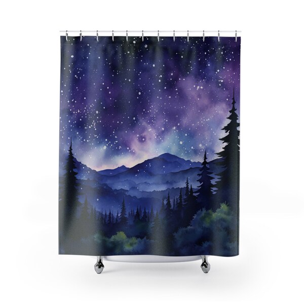 Forest Shower Curtain Watercolor Etsy