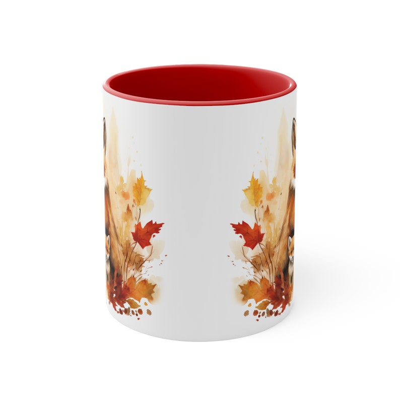 Fox Mug Fox Decor Coffee Mug For Her Fox Ceramic Mug Fall Decor Mug Unique Fox Watercolor Art Fox Decor Nature Mug Gift for Mom Fox Lover image 6