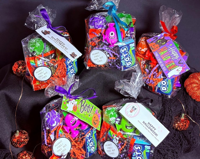 Featured listing image: Nut-Free Halloween Goody Bags, Pre-Filled Halloween Treat Bags, Kids Party Favors, Trick or Treat Gifts
