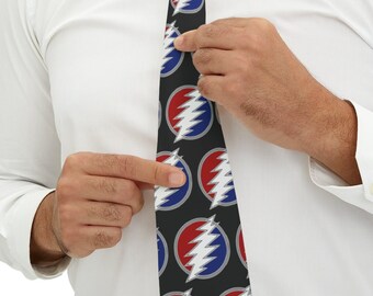 Grateful Dead Lightning Bolt Necktie - Dead & Company Inspired Polyester Tie for Deadheads