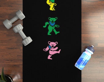 Grateful Dead Dancing Bears Yoga Mat - Non-Slip Exercise Mat with Iconic Band Design, Perfect for Deadheads