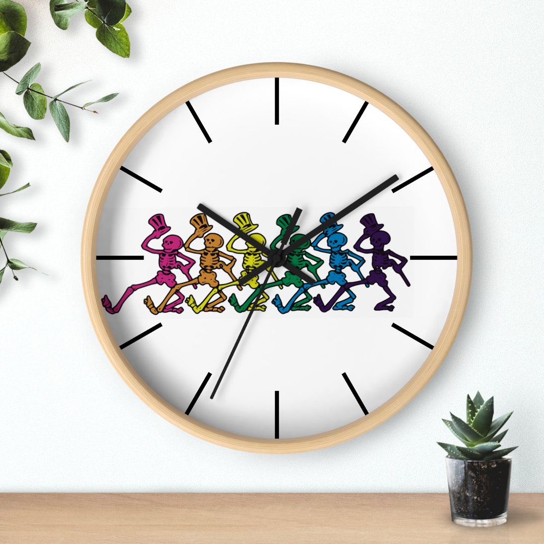 Grateful Dead Dancing Skeletons Clock Silent, Wooden Wall Clock for ...