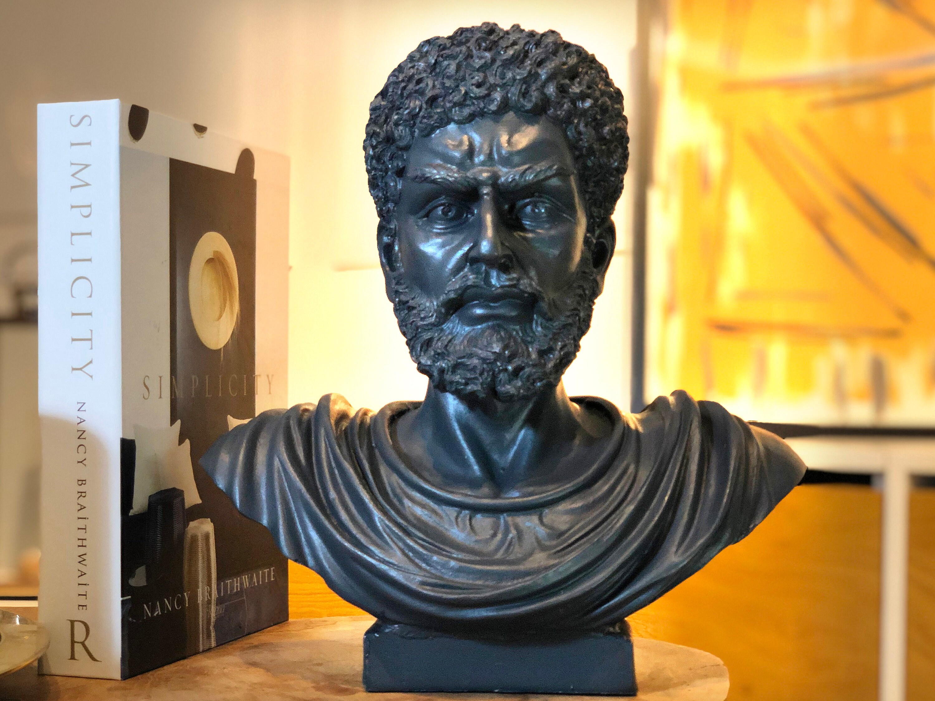 Bust Statue of Marcus Aurelius, Roman Pop Art Sculpture, Art Deco Decor