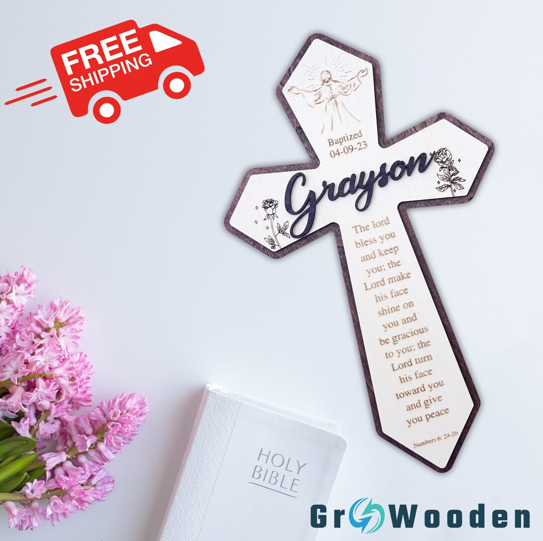 Custom Name Cross Personalized Wall Cross Engraved Sacrament Etsy