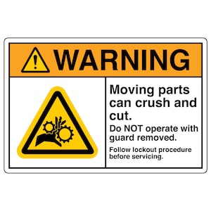 Moving Parts Sign, Danger, Caution, Warning, Hazard, Health & Safety Sign, Business Sign