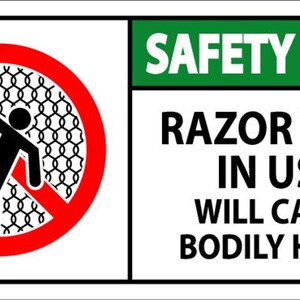 Panneau Avertisseur "Razor Wire" En Aluminium - Signalisation OSHA/ANSI Pour Zone Dangereuse
