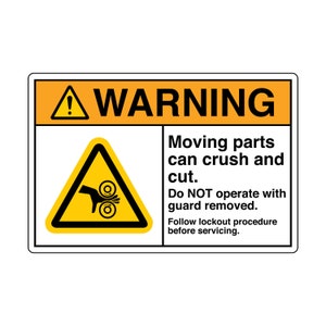 Moving Parts Sign, Danger, Caution, Warning, Hazard, Health & Safety Sign, Business Sign