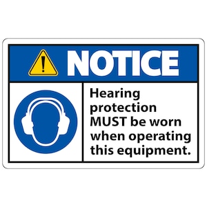 Hearing Protection Must Be Worn Sign, Danger, Caution, Warning, Hazard, Health & Safety Sign, Business Sign