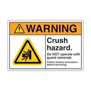 Crush Hazard Sign, Danger, Caution, Warning, Hazard, Health & Safety Sign, Business Sign