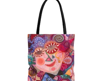 Boho Tote Bag, Colorful Abstract Art Print