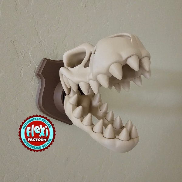 T-Rex Skull on Plaque 3d print | Dinosaur Bones | Room Decoration | Trex skull and bones | Bedroom Decoration | Birthday Present | Gift Idea