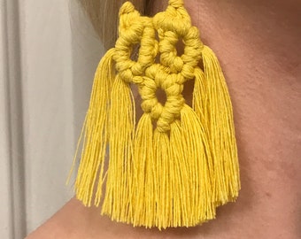 Handmade Macrame Earrings "Golden Leaf"