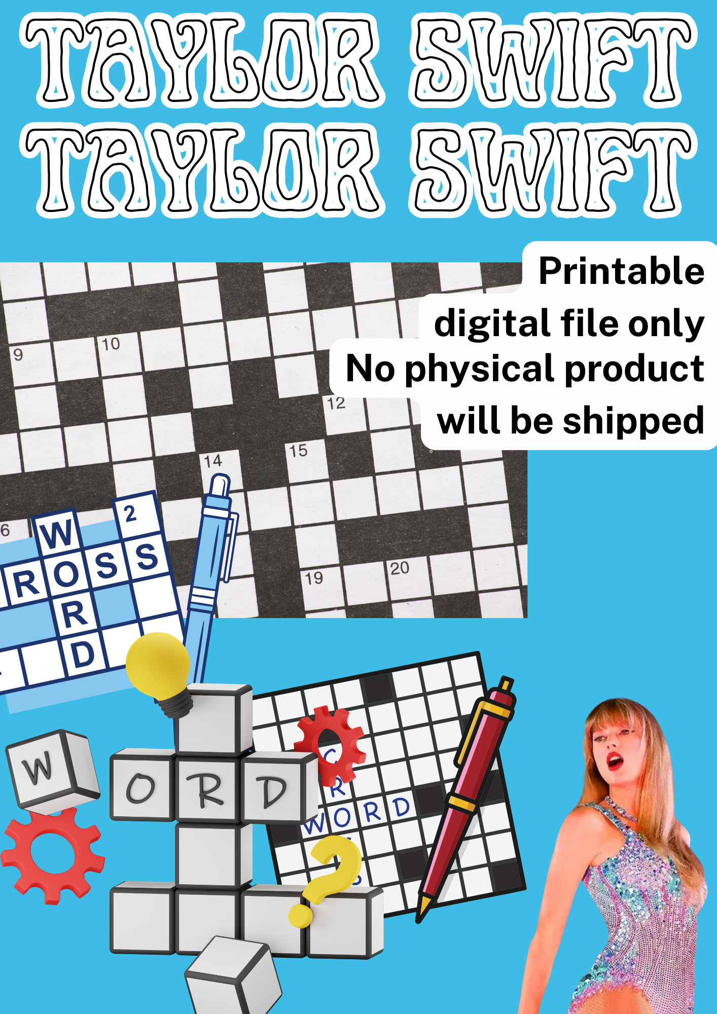 Taylor Swift Crossword Puzzle Etsy