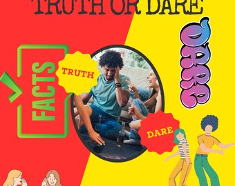 Truth or Dare Game: 50 Fun Printable Cards (Digital Download)