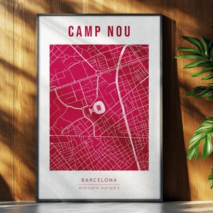 Affiche de carte du stade Camp Nou, impression de carte du stade de Barcelone, affiche de carte de football, affiche de carte de football, affiche de sport, cadeau de fan de football