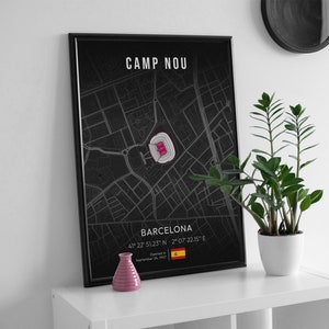 Cartaz do mapa do estádio Camp Nou, impressão do mapa do estádio de Barcelona, cartaz do mapa de futebol, cartaz do mapa de futebol, cartaz esportivo, presente para fãs de futebol