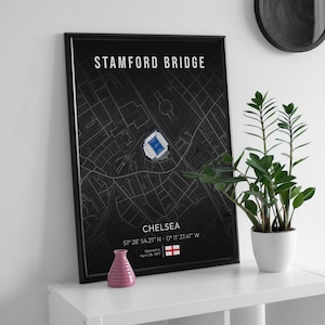 Stamford Bridge-stadionkaartposter, Chelsea Stadium-kaartafdruk, poster voetbalkaart, voetbalkaartposter, sportposter, cadeau voetbalfan