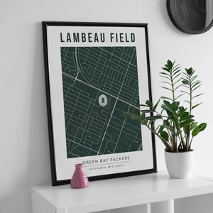 Lambeau Field Stadion Karte Poster, Green Bay Packers Stadion Karte Drucken, Fußball Karte Poster, Green Bay Packers Poster, Fußball Fan Geschenk