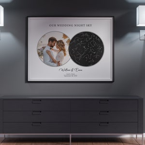 Mapa de estrellas personalizado por fecha, impresión del cielo nocturno, póster del mapa de estrellas, regalos fotográficos, regalo de aniversario, regalo de boda, regalos de cumpleaños, regalo personalizado imagen 3