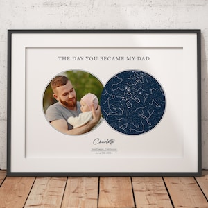 Mappa stellare personalizzata per data, stampa del cielo notturno, poster della mappa stellare, regalo per la festa del papà, regali fotografici, regali di compleanno, regalo per papà, regalo personalizzato