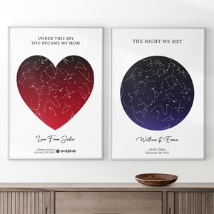 Carte des étoiles personnalisée par date, impression ciel nocturne, cadeau fête des mères, cadeau fête des pères, cadeau d'anniversaire, cadeau d'anniversaire, cadeau personnalisé