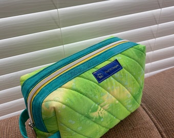 Lime Green Quilted Boxy Pouch