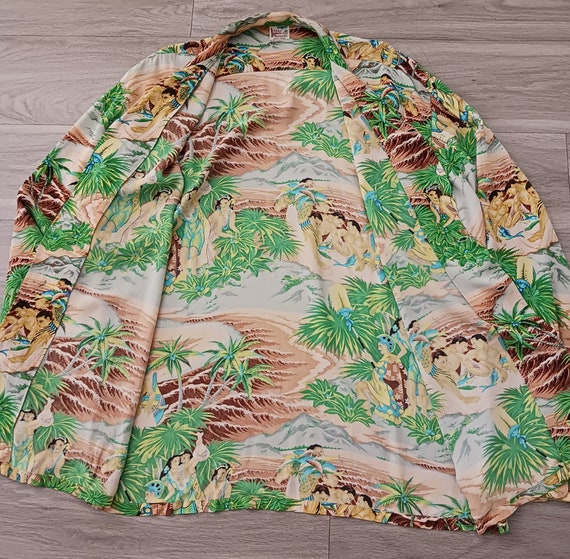 Vintage 40s 50s Style L/S Sun Surf FESTIVAL Print… - image 9