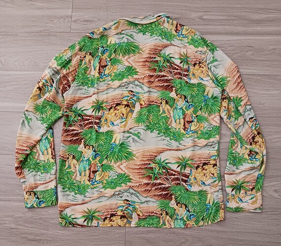 Vintage 40s 50s Style L/S Sun Surf FESTIVAL Print… - image 3