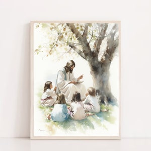 Jesus Teaching, Jesus Portrait,Jesus Artwork, Jesus Wall Art, Jesus Picture, Jesus Print, Christian Home Decor, Printable