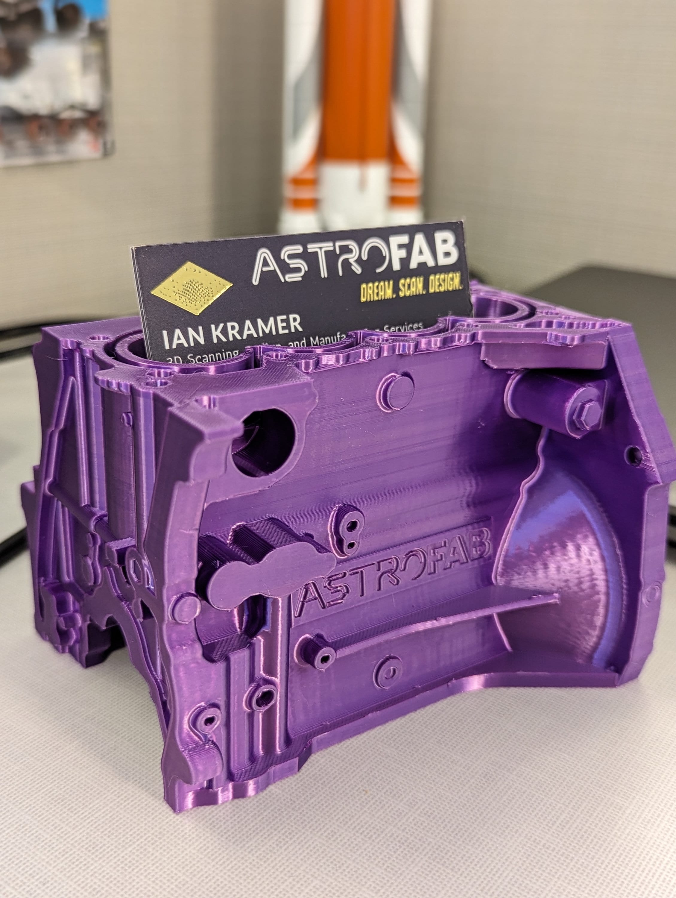 Unique 3D Printed Honda Engine Block Business Card Holder Perfect Desk