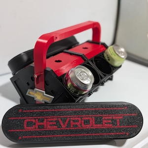 V8 Engine Can Cooler with Custom Valve Covers - 3D Printed Beverage Holder for Car Enthusiasts