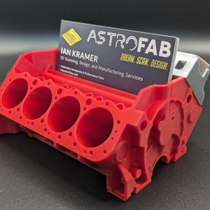 3D Gedruckter Modularer Chevy V8 Motor Block Visitenkartenhalter. Zylinderkopf abnehmbar! - Geschenk für Papa, Geschenk für Ihn, Schreibtischdekoration