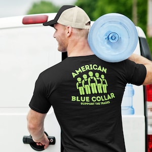 Col bleu américain, chemise America, t-shirt de travail, travail, chemise de papa, chemise de père, t-shirt de travail, soutien, ouvriers, commerce, casque de sécurité, homme