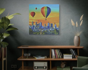 Soar Above Melbourne: Colorful Hot Air Balloon Painting