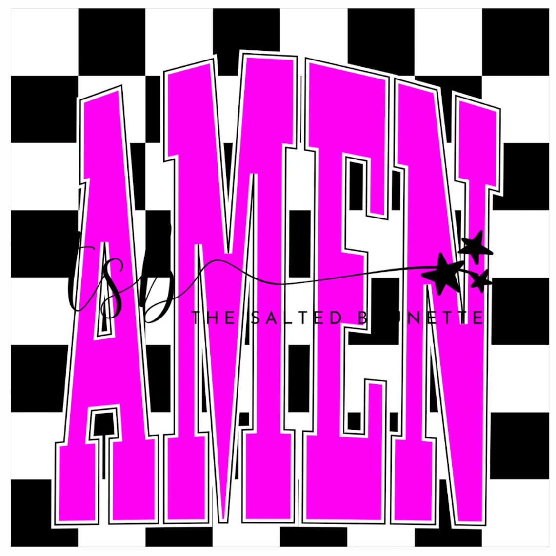 2 DOWNLOADS; AMEN; Oversized Lettering; Hot Pink; Lavendar; Checker ...
