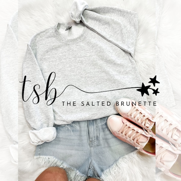 trendy ash gray gildan sweatshirt flat lay mock up