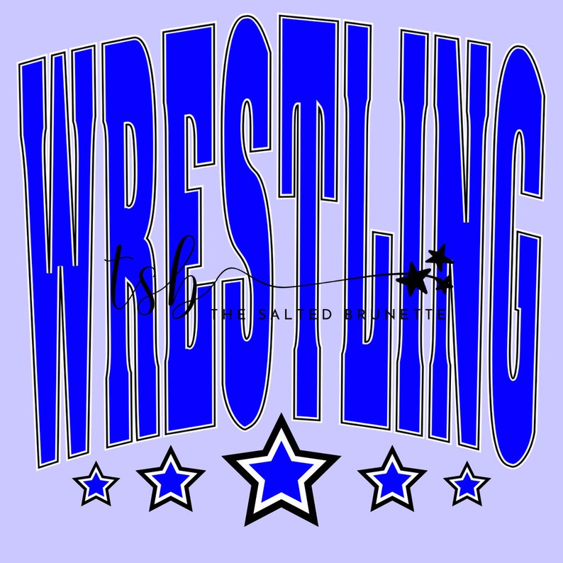 Wrestler Letters Blue Wrestling Varsity Font Digital Design; School Spirit; Small Town ...