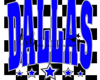 dallas varsity font digital design; texas; checker print PNG