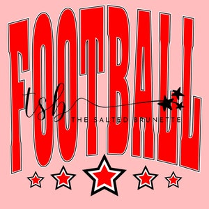red football varsity font digital design; school spirit; small town pride PNG