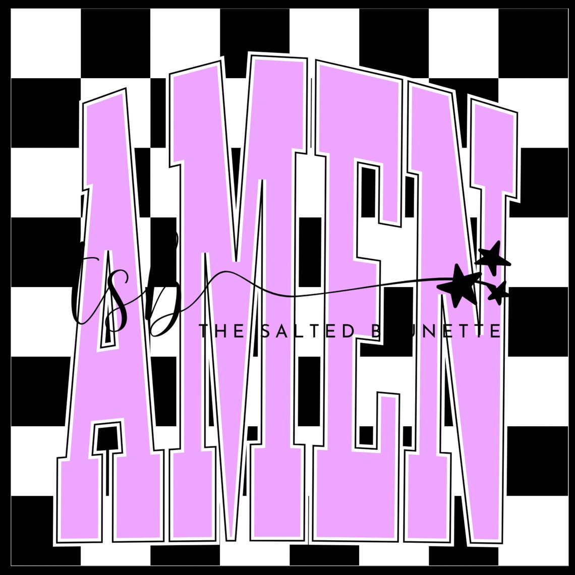 2 DOWNLOADS; AMEN; Oversized Lettering; Hot Pink; Lavendar; Checker ...