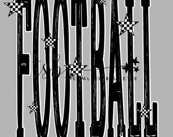 FOOTBALL; black checker star football large font; football season; png
