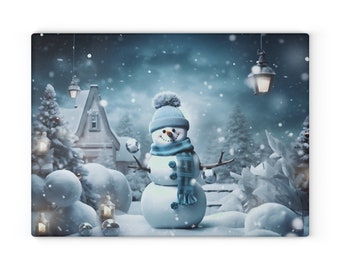 The ~Blue Christmas Too~ Glass Cutting Board