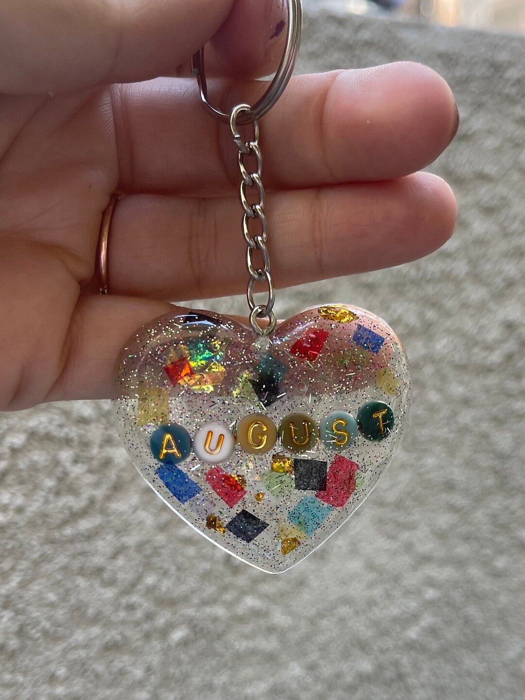 Eras Confetti Heart Keychain Custom Etsy