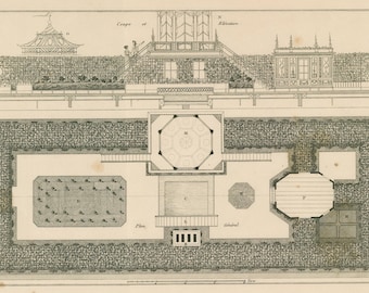 Rare 1800s French Architectural Garden Plan Print: Chateau Landscape Art (Digital Download)