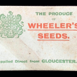 "Frühe englische ""Wheelers Seed"" Züchter Werbekarte, Gartenliebhaber Geschenk, Gartenclub Geschenk, Festtagsgeschenk, Bauernhauswandkunst."